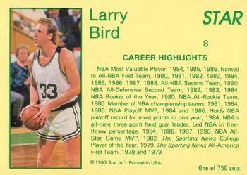 1993 Star Platinum #8 Larry Bird Back