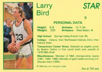 1993 Star Platinum #9 Larry Bird Back