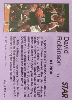 1993 Star Platinum #71 David Robinson Back
