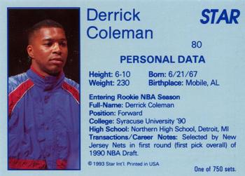 1993 Star Platinum #80 Derrick Coleman Back