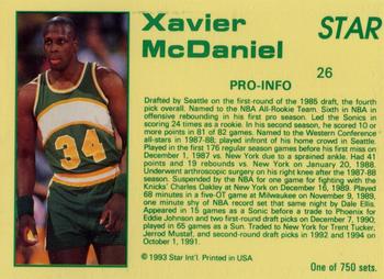 1992-93 Star Court Kings #26 Xavier McDaniel Back