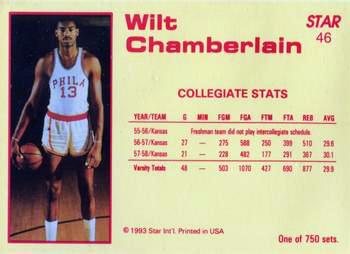 1992-93 Star Court Kings #46 Wilt Chamberlain Back