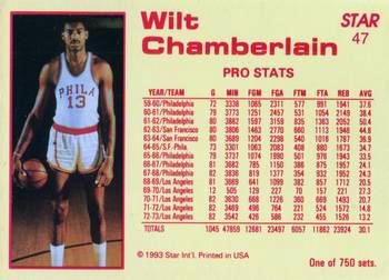 1992-93 Star Court Kings #47 Wilt Chamberlain Back