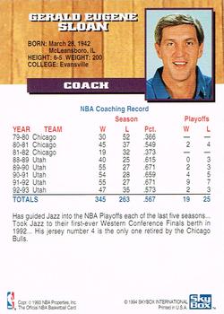 1993-94 Hoops Old Home Bread Utah Jazz #NNO Jerry Sloan Back