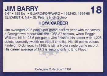 1991 Collegiate Collection Georgetown Hoyas #18 Jim Barry Back