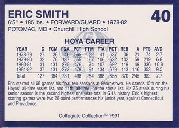 1991 Collegiate Collection Georgetown Hoyas #40 Eric Smith Back