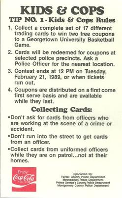1988-89 Georgetown Hoyas Police #1 Hoyas Team Back