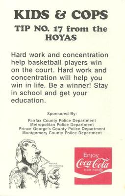1988-89 Georgetown Hoyas Police #17 McGruff the Crime Dog / Jack the Bulldog Back