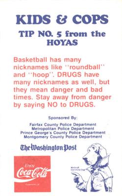 1989-90 Georgetown Hoyas Police #5 David Edwards Back