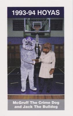 1993-94 Georgetown Hoyas #16 Jack the Bulldog / McGruff The Crime Dog Front