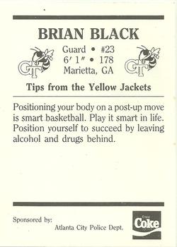 1989-90 Georgia Tech Yellow Jackets #NNO Brian Black Back