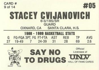 1989-90 Hall of Fame Cards UNLV Runnin' Rebels Police #9 Stacey Cvijanovich Back