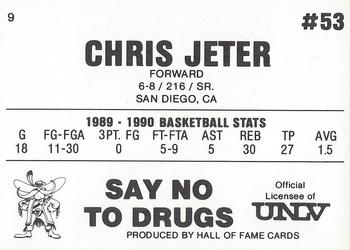 1990-91 Hall of Fame UNLV Runnin' Rebels Police #9 Chris Jeter Back