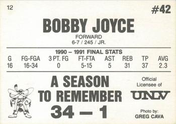 1990-91 UNLV Runnin' Rebels A Season to Remember #12 Bobby Joyce Back