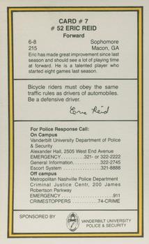 1987-88 Vanderbilt Commodores Police #7 Eric Reid Back