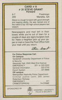 1987-88 Vanderbilt Commodores Police #8 Steve Grant Back