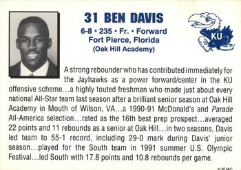 1991-92 Kansas Jayhawks #NNO Ben Davis Back