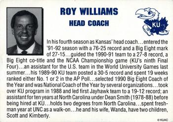 1991-92 Kansas Jayhawks #NNO Roy Williams Back