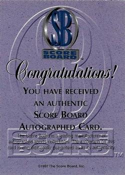 1997-98 Score Board Autographed - 1997 Rookies Silver #NNO Peter Aluma Back