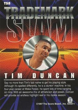 1997-98 Score Board Autographed - Trademark Slam #TS8 Tim Duncan Back