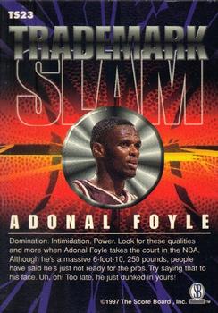 1997-98 Score Board Autographed - Trademark Slam #TS23 Adonal Foyle Back