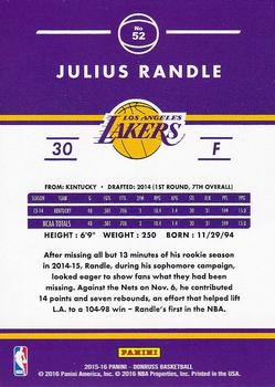2015-16 Donruss #52 Julius Randle Back