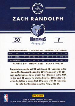 2015-16 Donruss #173 Zach Randolph Back