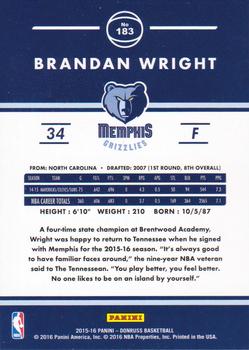 2015-16 Donruss #183 Brandan Wright Back