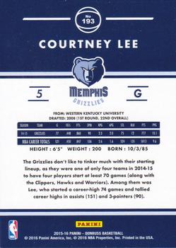 2015-16 Donruss #193 Courtney Lee Back
