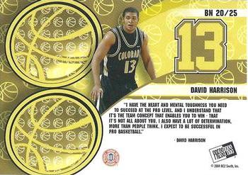 2004 Press Pass - Big Numbers Collectors Series #BN 20 David Harrison Back