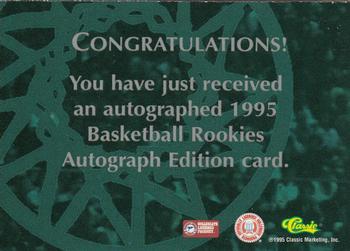 1995 Classic Rookies - Autograph Edition Autographs #NNO Brent Barry Back
