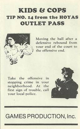 1982-83 Georgetown Hoyas Police #14 Kurt Kaull Back
