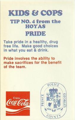 1985-86 Georgetown Hoyas Police #4 Ralph Dalton Back
