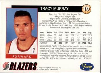 1992-93 Franz Portland Trail Blazers #19 Tracy Murray Back