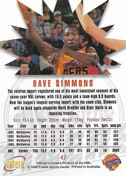 1996 Futera NBL #47 David Simmons Back