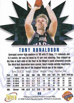 1996 Futera NBL #69 Tony Ronaldson Back