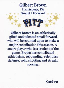 2009-10 Pittsburgh Panthers Team Issue #2 Gilbert Brown Back