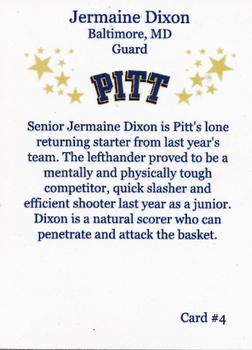 2009-10 Pittsburgh Panthers Team Issue #4 Jermaine Dixon Back