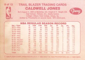 1988-89 Fleer Franz Portland Trail Blazers #8 Caldwell Jones Back