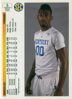 2015-16 Kentucky Wildcats (Unlicensed) #6 Marcus Lee Back