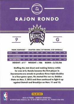 2015-16 Donruss - Holofoil #14 Rajon Rondo Back
