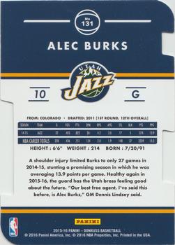 2015-16 Donruss - Inspirations #131 Alec Burks Back