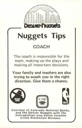 1982-83 Denver Nuggets Police #NNO Bill Ficke / Bob Travaglini Back