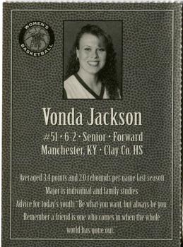 1997-98 Kentucky Wildcats Women #NNO Vonda Jackson Back