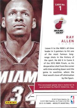 2015-16 Panini Absolute - Heroes Materials #1 Ray Allen Back