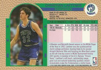 1992-93 Fleer NBA Rising Star Golden Magazine Perforated #NNO Christian Laettner Back