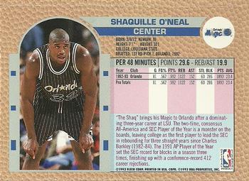 1992-93 Fleer NBA Rising Star Golden Magazine Perforated #NNO Shaquille O'Neal Back