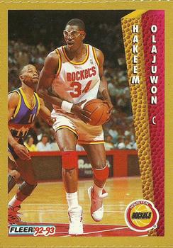 1992-93 Fleer NBA Red-Hot Stars Golden Magazine Perforated #NNO Hakeem Olajuwon Front