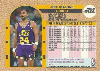 1992-93 Fleer NBA Shooting Stars Golden Magazine Perforated #NNO Jeff Malone Back