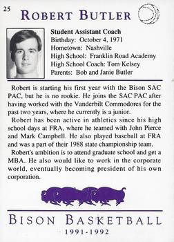 1991-92 David Lipscomb University Bison #25 Robert Butler Back